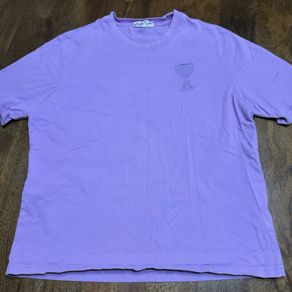 AMI Alexandre Mattiussi t shirt Medium Purple Heart Embroidered
